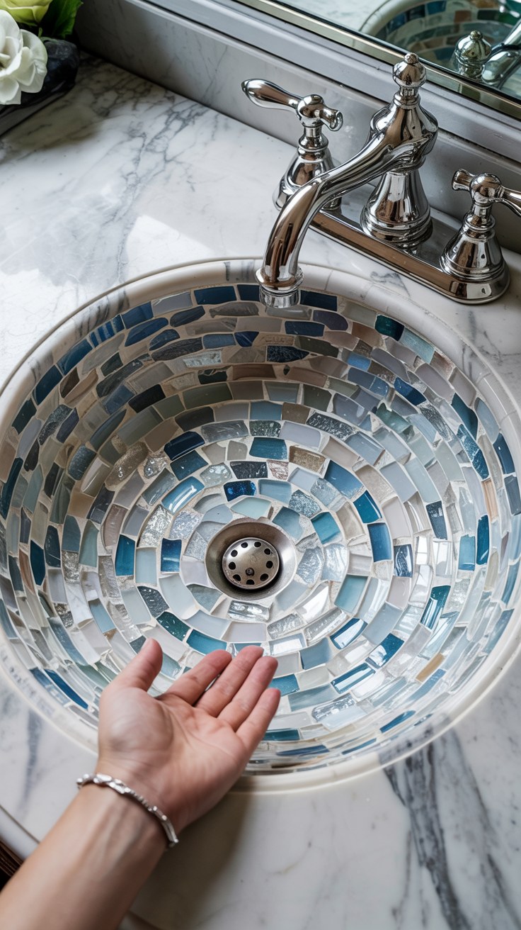 Luxury Mosaic Tile Sink Ideas for Elegant Bathroom Decor