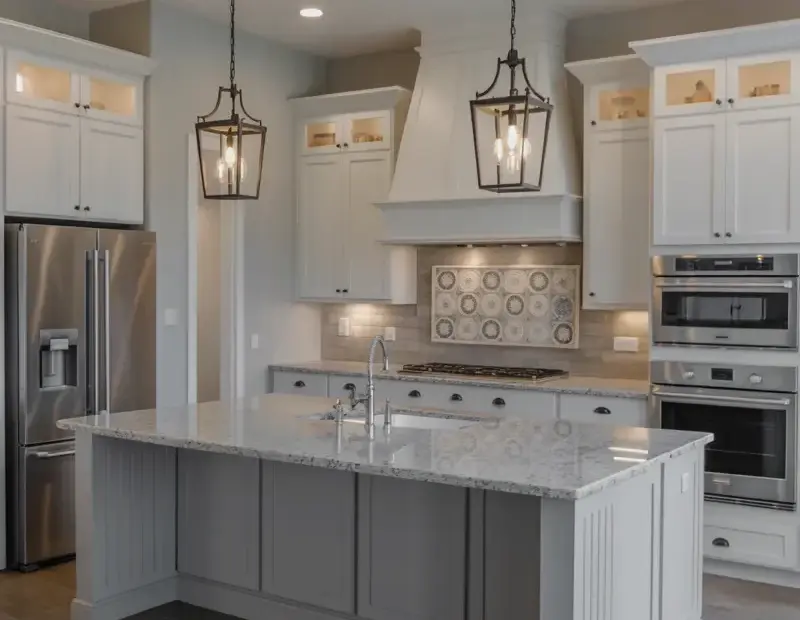 Kitchen Before and After: White Shaker Cabinets and Gray Island Makeover